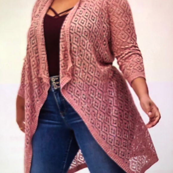 Torrid mauve pink diamond size 1 women’s cardigan - Picture 1 of 12